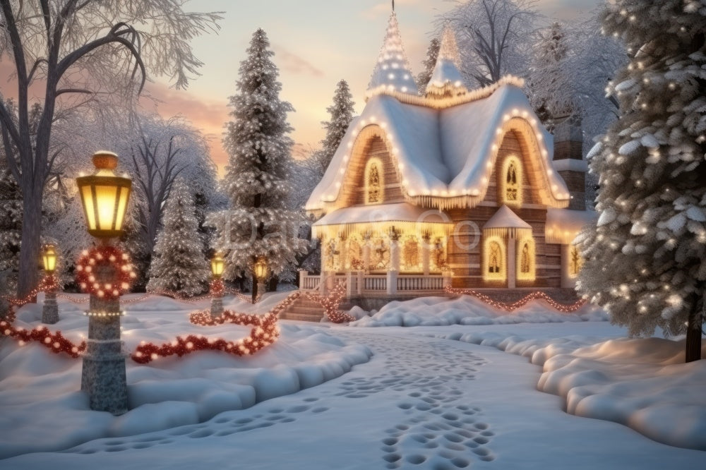 Avezano Christmas Snow and villa Backdrop Designed By Danyelle Pinnington