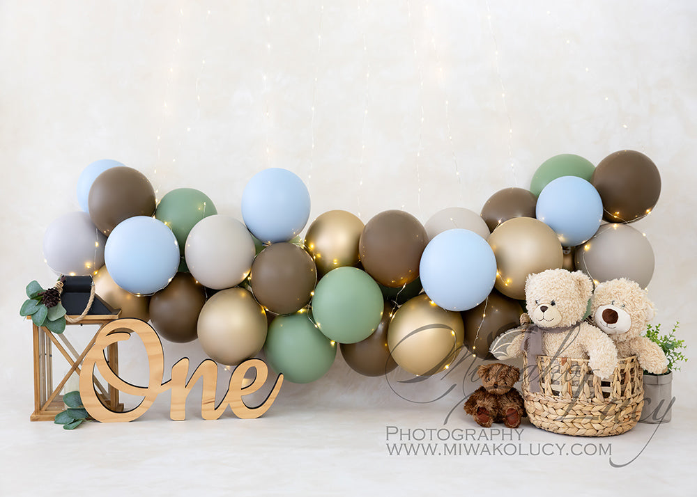 Avezano First Birthday Bear Doll Backdrop for Photography By Miwako Lucy Photography