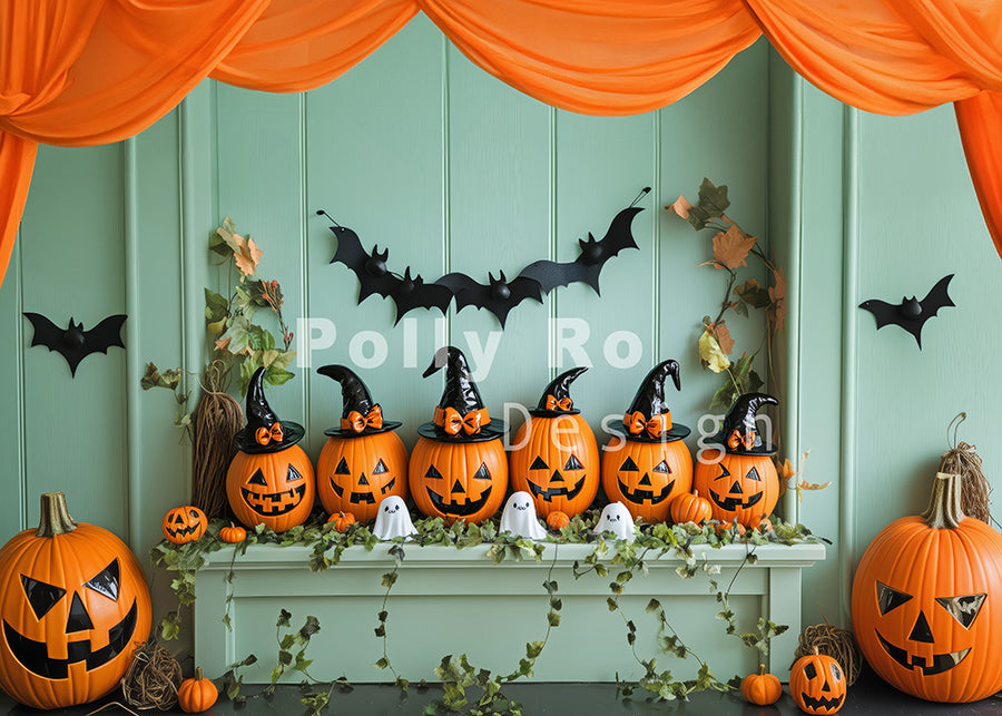 Avezano Halloween Evil Pumpkin Decorations Photography Backdrop Designed By Polly Ro Design