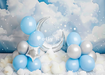 Avezano Blue Balloons and Clouds Cakesmash Photography Backdrop Designed By Polly Ro Design