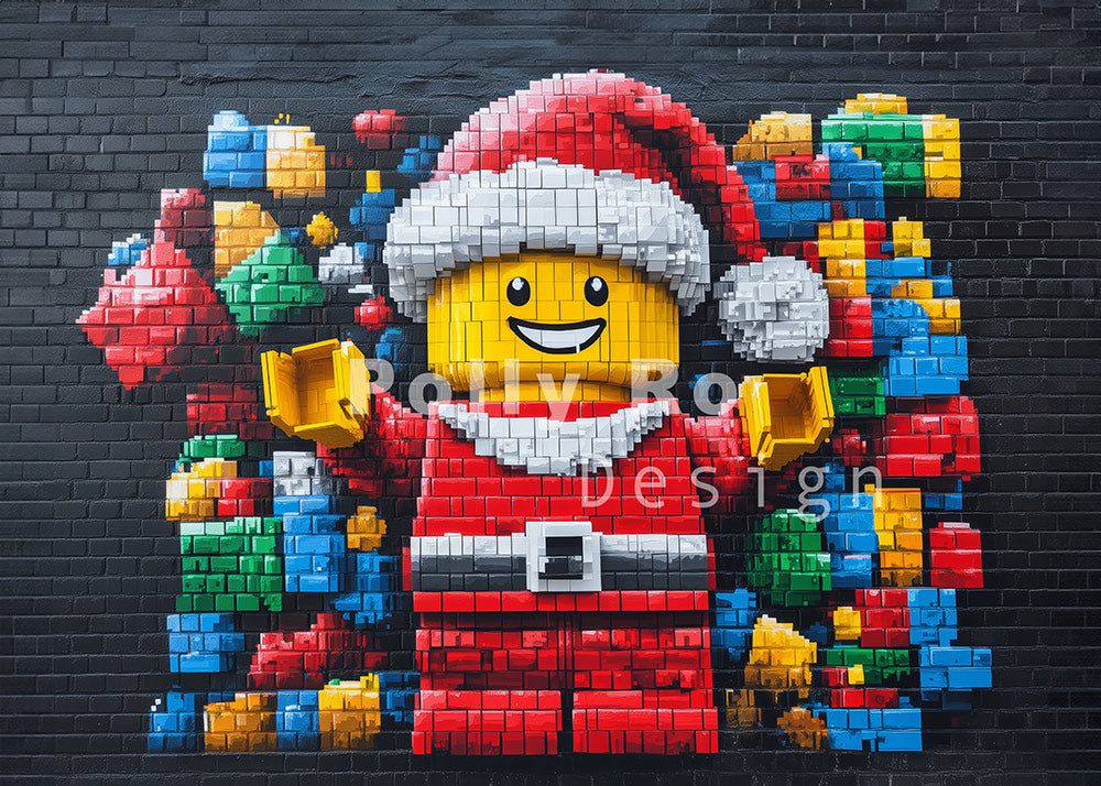 Avezano Santa Claus Brick Painting Wall Photography Backdrop Designed By Polly Ro Design