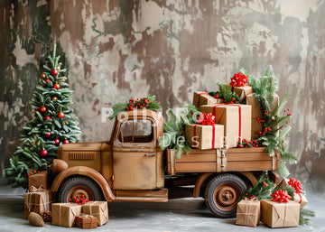 Avezano Christmas Presents and a Pickup Truck Photography Backdrop Designed By Polly Ro Design