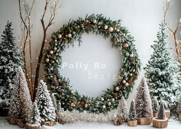 Avezano Christmas Wreath Photography Backdrop Designed By Polly Ro Design