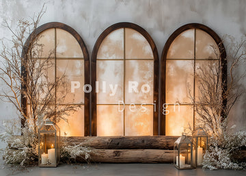 Avezano Vintage Wood and Arches Photography Backdrop Designed By Polly Ro Design