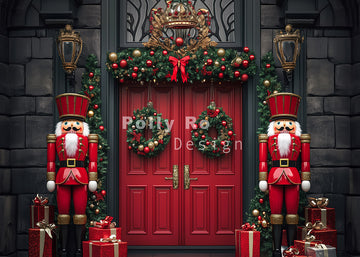 Avezano Christmas Red Nutcracker Soldier Photography Backdrop Designed By Polly Ro Design