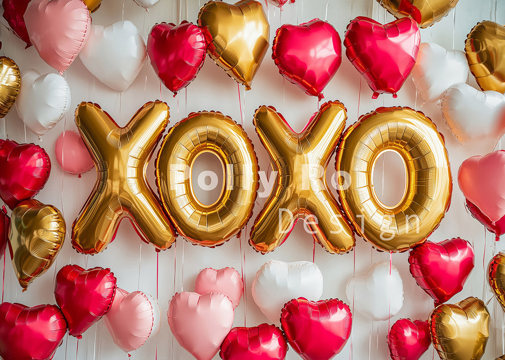 Avezano Valentine Balloon XOXO Photography Backdrop Designed By Polly Ro Design