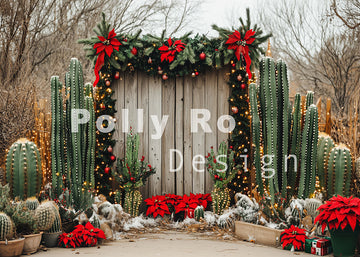 Avezano Christmas Wood and Cactus Backdrop Designed By Polly Ro Design