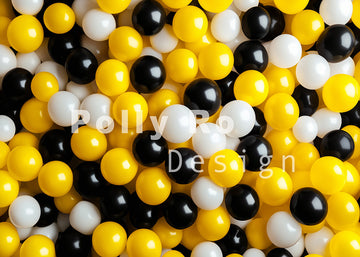 Avezano Yellow Black White Ball Cake Smash Backdrop Designed By Polly Ro Design