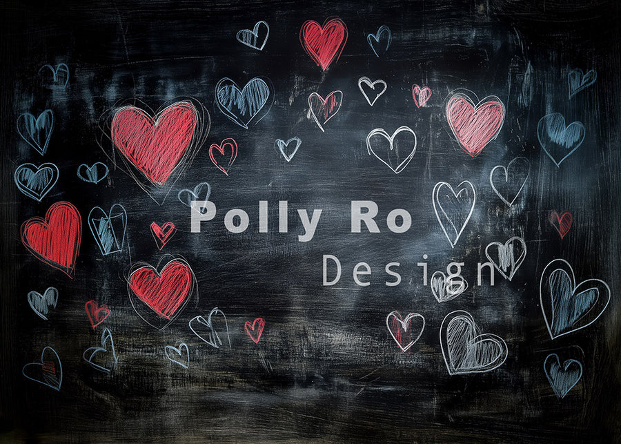 Avezano Valentine's Day Blackboard and Drawing Love Backdrop Designed By Polly Ro Design