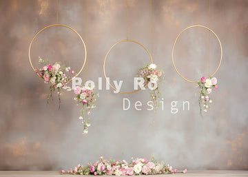 Avezano Bohemian Gold Circles and Flowers Backdrop Designed By Polly Ro Design