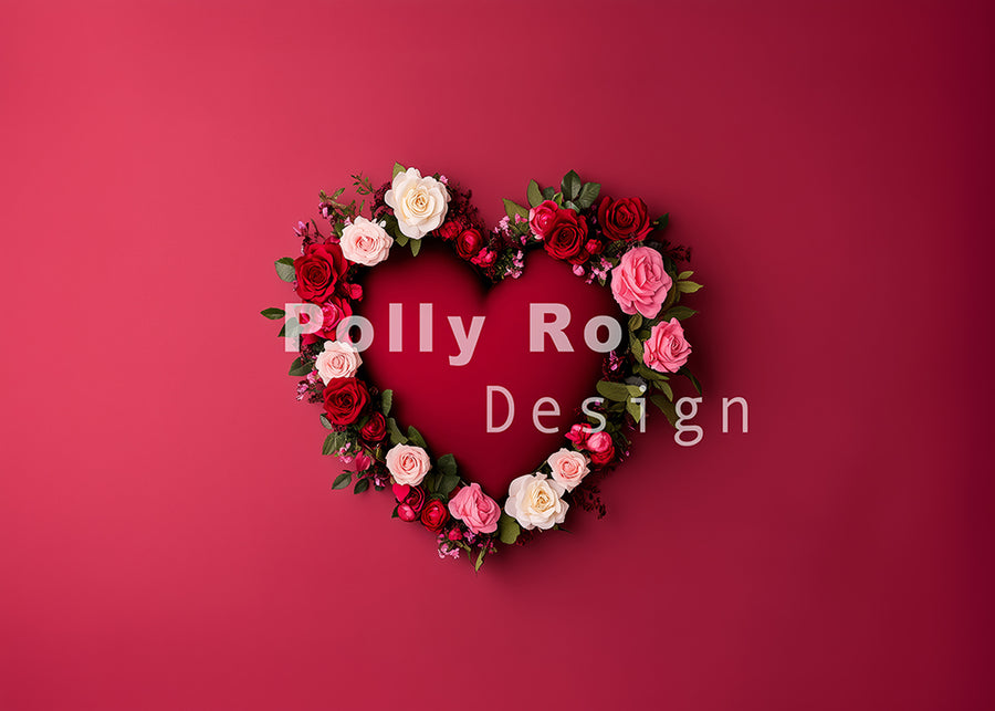 Avezano Valentine's Day Love Surrounded By Flowers Backdrop Designed By Polly Ro Design