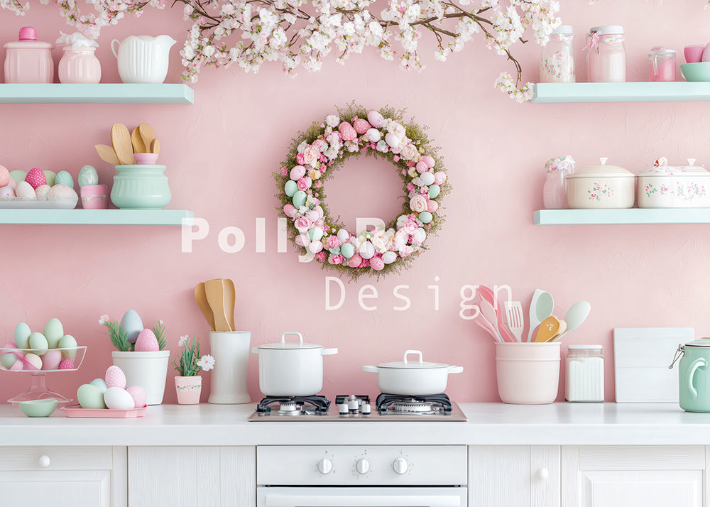 Avezano Spring Easter Kitchen Photography Backdrop Designed By Polly Ro Design