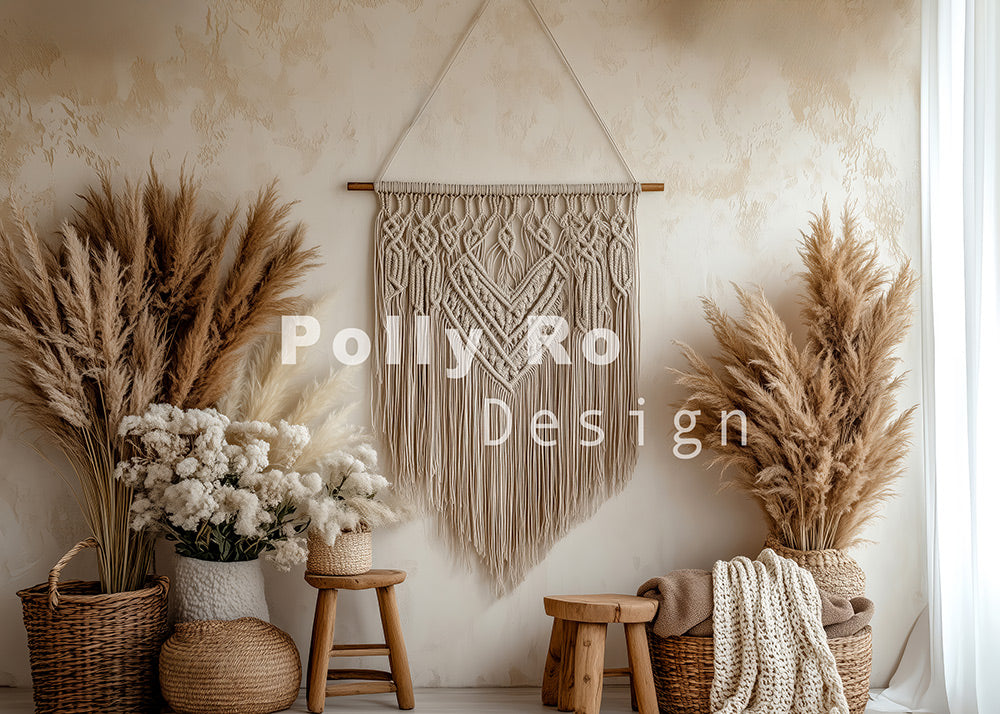 Avezano Bohemian Reed Decoration Photography Backdrop Designed By Polly Ro Design