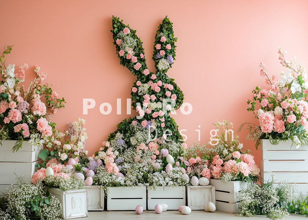 Avezano Bunny Surrounded By Easter Grass and Roses Photography Backdrop Designed By Polly Ro Design