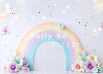 Avezano Rainbows and Flowers Photography Backdrop Designed By Polly Ro Design