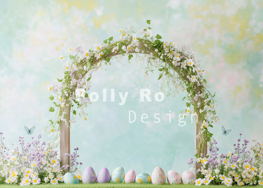 Avezano Easter Arches Covered in Flowers Photography Backdrop Designed By Polly Ro Design