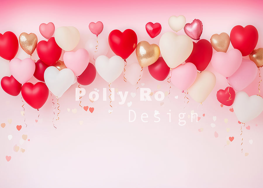 Avezano Valentine's Day Balloons Photography Backdrop Designed By Polly Ro Design