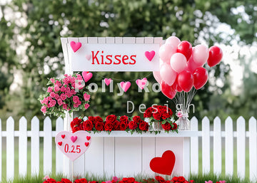 Avezano Valentine's Day Roses and Balloons Kiss Photography Backdrop Designed By Polly Ro Design