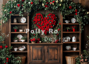 Avezano Valentine's Day Love Rose Cabinet Photography Backdrop Designed By Polly Ro Design