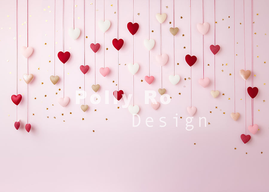 Avezano Valentine's Day Love Pendants and Pink Walls Photography Backdrop Designed By Polly Ro Design