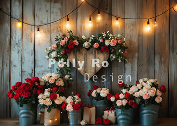 Avezano Valentine's Day Romantic Roses and lights Photography Backdrop Designed By Polly Ro Design