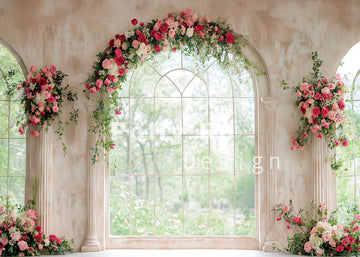 Avezano Archway Window Decorated with Roses Photography Backdrop Designed By Polly Ro Design