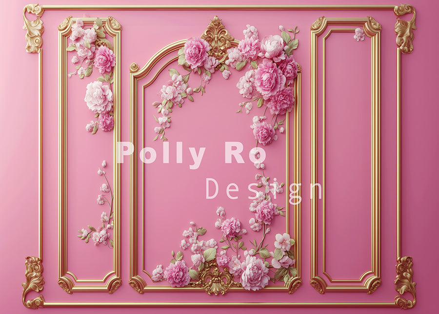 Avezano Valentine's Day Flowers on Pink Walls Photography Backdrop Designed By Polly Ro Design