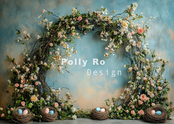 Avezano Spring Easter Green Grass Loops and Eggs Photography Backdrop Designed By Polly Ro Design