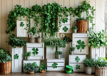 Avezano Spring Four-leaf Clover Decoration Photography Backdrop Designed By Polly Ro Design