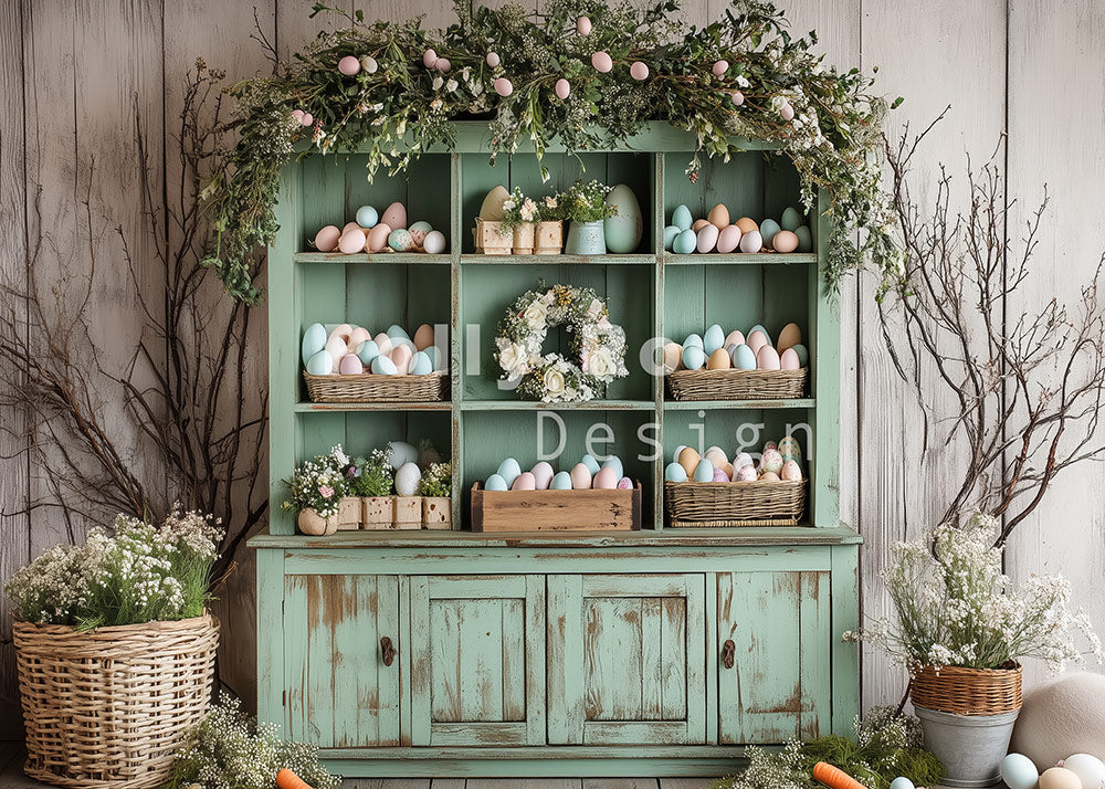 Avezano Easter Vintage Green Cabinets Photography Backdrop Designed By Polly Ro Design