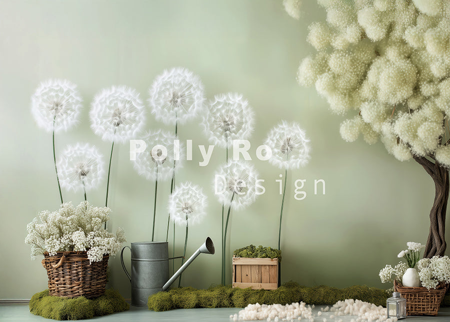 Avezano Dandelion in Spring Photography Backdrop Designed By Polly Ro Design