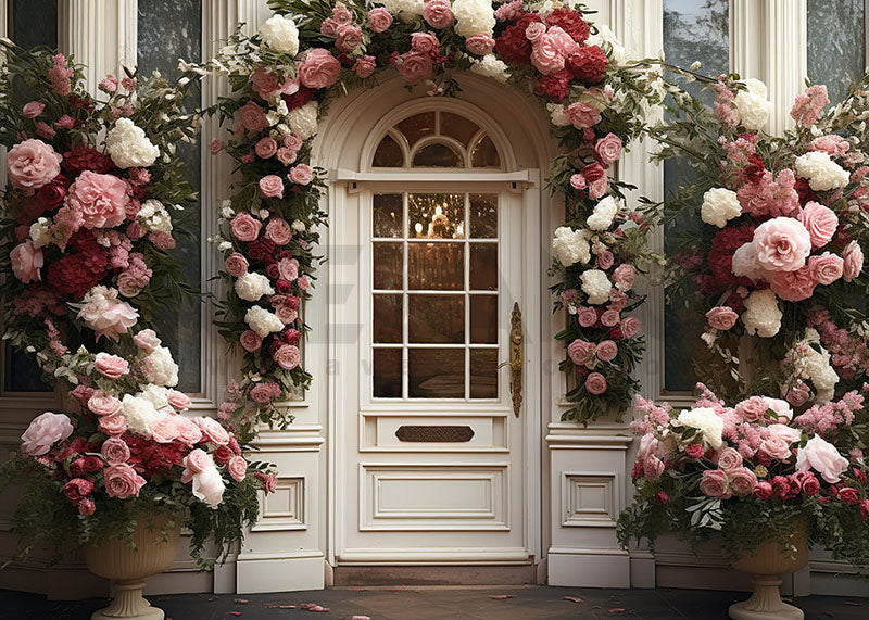 Avezano Spring Flower Door Decoration Photography Backdrop