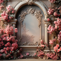 Avezano Spring  Carved Walls and Flowers Photography Backdrop Room Set