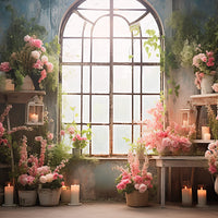 Avezano Spring  Pink Flowers Photography Backdrop Room Set