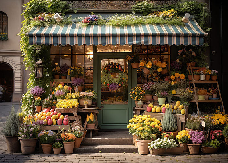 Avezano Spring Corner Flower Shop Photography Backdrop