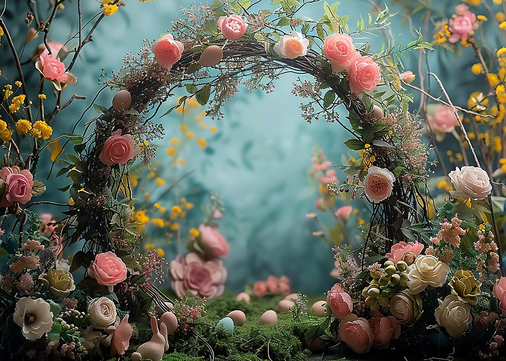 Avezano Easter Pink Flower Arch 2 pcs Set Backdrop