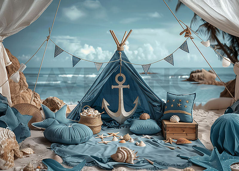 Avezano Summer Seaside Beach Tent Photography Backdrop