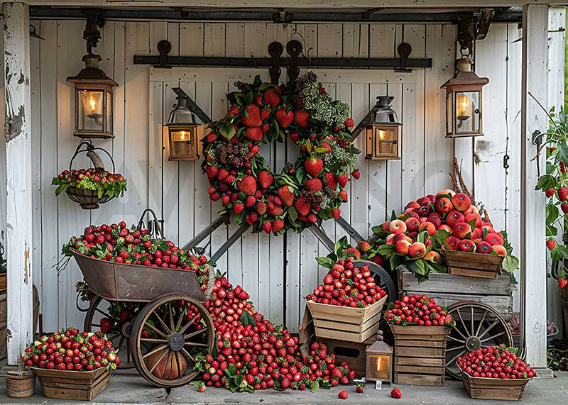 Avezano Spring Strawberry Garland Photography Backdrop