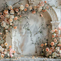 Avezano Spring  Flowers Rose Vines and Arch Wall Photography Backdrop