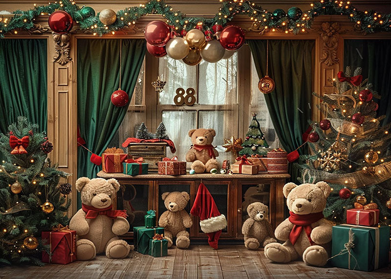 Avezano Christmas Bear Room Decoration Photography Backdrop