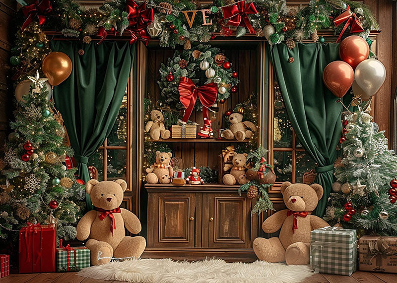 Avezano Christmas Cabinet Decoration Photography Backdrop