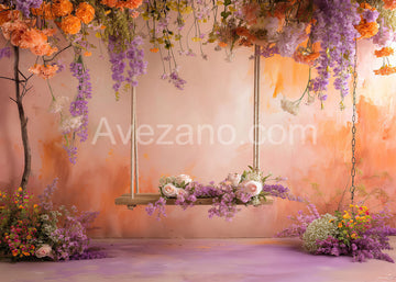 Avezano Purple Flowers and Swings Photography Backdrop