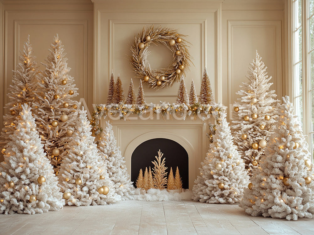 Avezano Christmas Tree and Gold Decorations Photography Backdrop