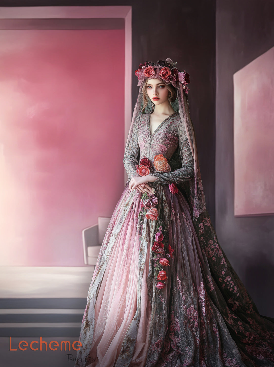 Avezano Pink oil Painting Art Photography Backdrop By Lecheme Ruby Gu