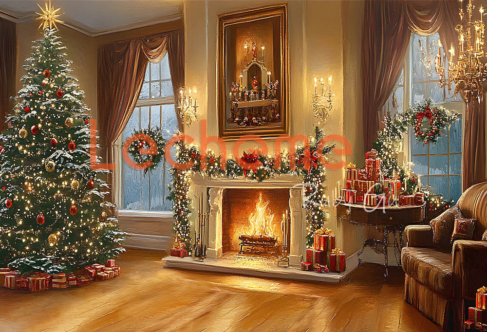 Avezano Christmas Room Photography Backdrop By Lecheme Ruby Gu