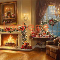 Avezano Christmas Fireplace Photography Backdrop By Lecheme Ruby Gu