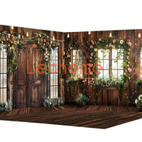 Avezano Wooden Doors and Flower Backdrop Scene Room Set By Lecheme Ruby Gu