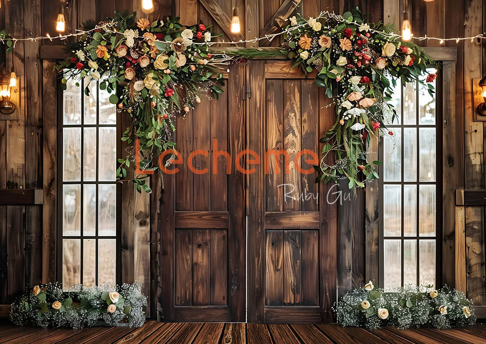 Avezano Wooden Doors and Flower Backdrop Scene Room Set By Lecheme Ruby Gu