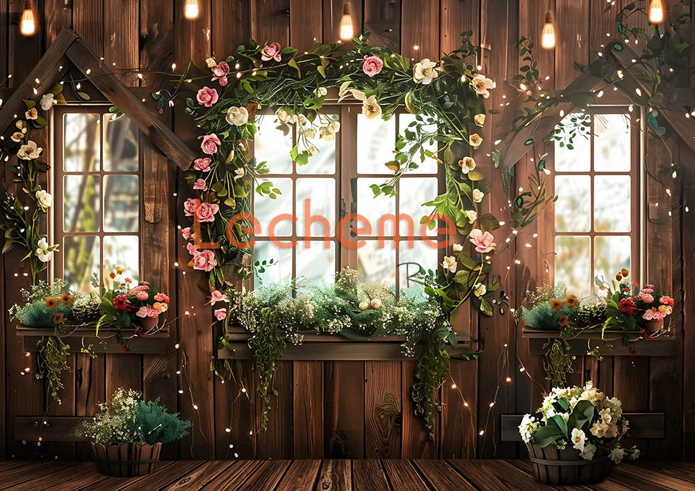 Avezano Wooden Doors and Flower Backdrop Scene Room Set By Lecheme Ruby Gu