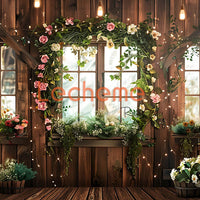 Avezano Wooden Doors and Flower Backdrop Scene Room Set By Lecheme Ruby Gu